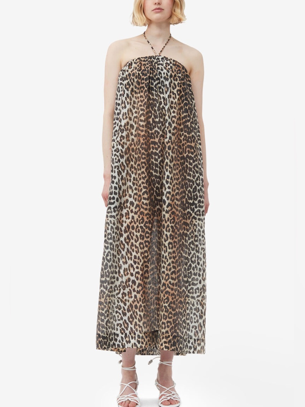 GANNI Sheer Voile Maxi Strap Dress